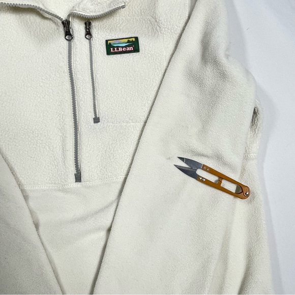 L.L. Bean Fleece Shearling 1/2 Zip Pullover Jacket Cream Women’s Medium - Picture 8 of 12